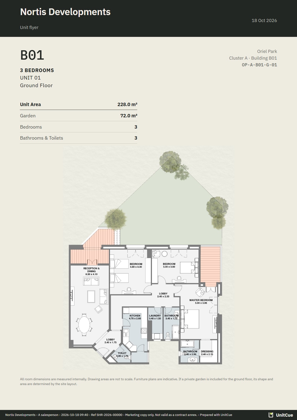 The unit’s flyer page, the second page of the all-in-one file.